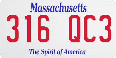 MA license plate 316QC3