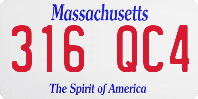MA license plate 316QC4