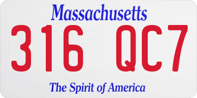 MA license plate 316QC7