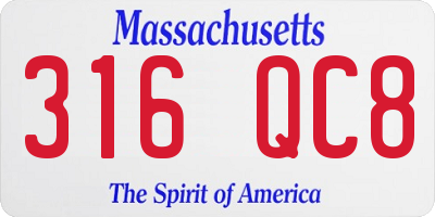 MA license plate 316QC8