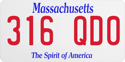 MA license plate 316QD0