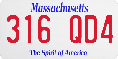 MA license plate 316QD4