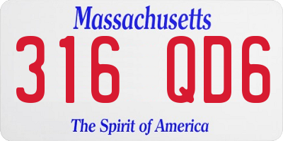 MA license plate 316QD6
