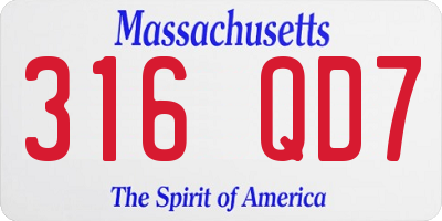 MA license plate 316QD7