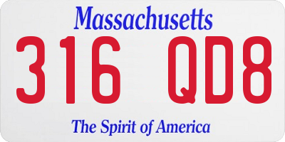 MA license plate 316QD8