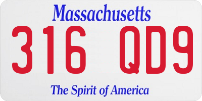 MA license plate 316QD9