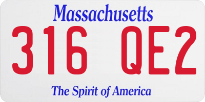 MA license plate 316QE2