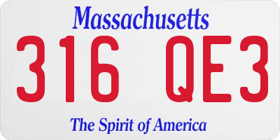 MA license plate 316QE3