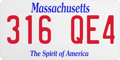 MA license plate 316QE4