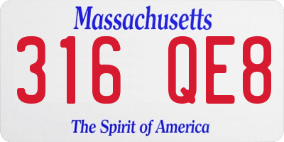 MA license plate 316QE8