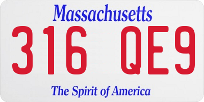 MA license plate 316QE9