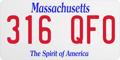 MA license plate 316QF0