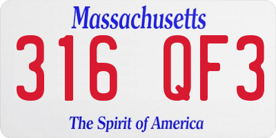 MA license plate 316QF3