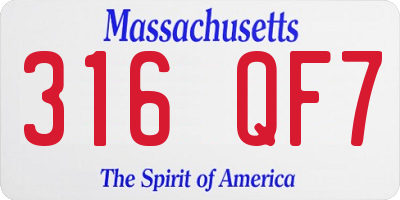MA license plate 316QF7