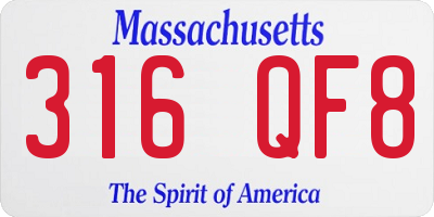 MA license plate 316QF8