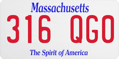 MA license plate 316QG0