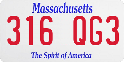 MA license plate 316QG3