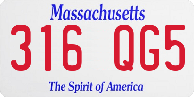MA license plate 316QG5