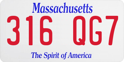 MA license plate 316QG7