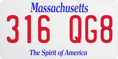 MA license plate 316QG8