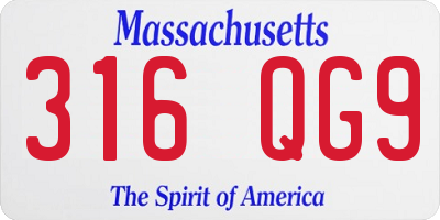 MA license plate 316QG9