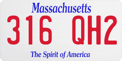 MA license plate 316QH2