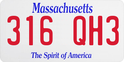 MA license plate 316QH3