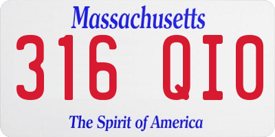 MA license plate 316QI0