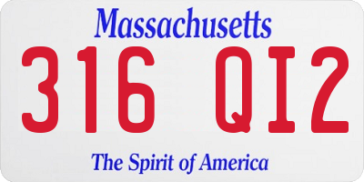 MA license plate 316QI2