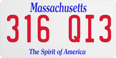 MA license plate 316QI3
