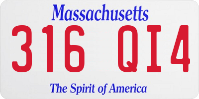 MA license plate 316QI4