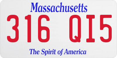 MA license plate 316QI5