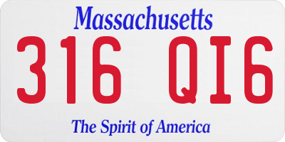 MA license plate 316QI6