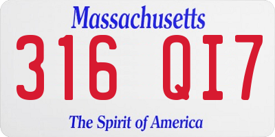 MA license plate 316QI7