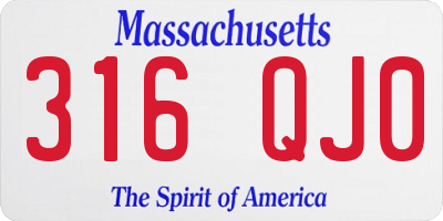 MA license plate 316QJ0