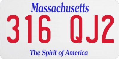 MA license plate 316QJ2