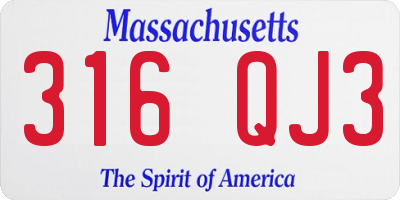 MA license plate 316QJ3