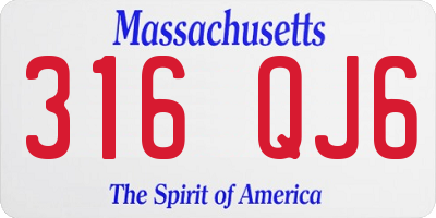 MA license plate 316QJ6