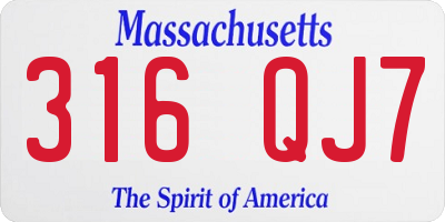 MA license plate 316QJ7