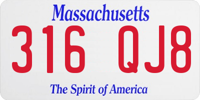 MA license plate 316QJ8