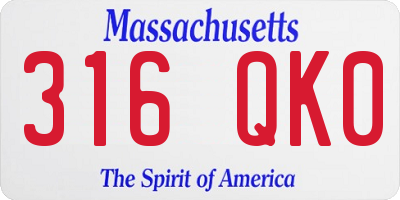 MA license plate 316QK0