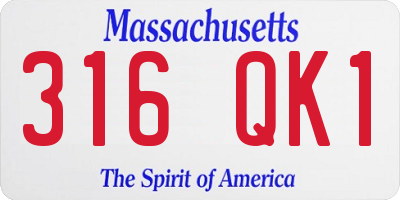 MA license plate 316QK1