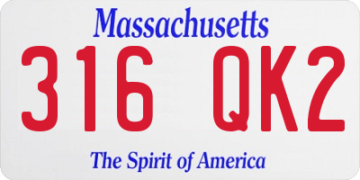 MA license plate 316QK2