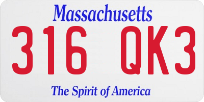 MA license plate 316QK3