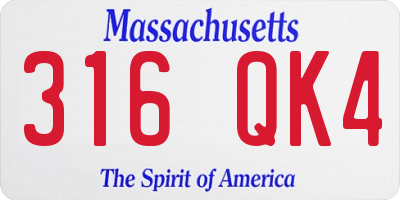MA license plate 316QK4