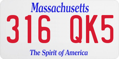 MA license plate 316QK5