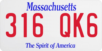 MA license plate 316QK6