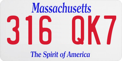 MA license plate 316QK7