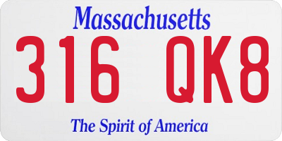 MA license plate 316QK8