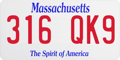 MA license plate 316QK9